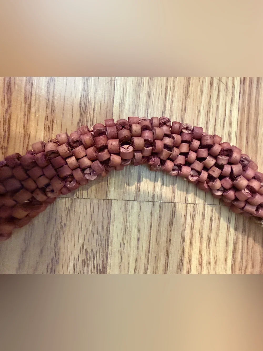Handmade natural all wooden bead and pendent necklace with wire @ jute clasp.